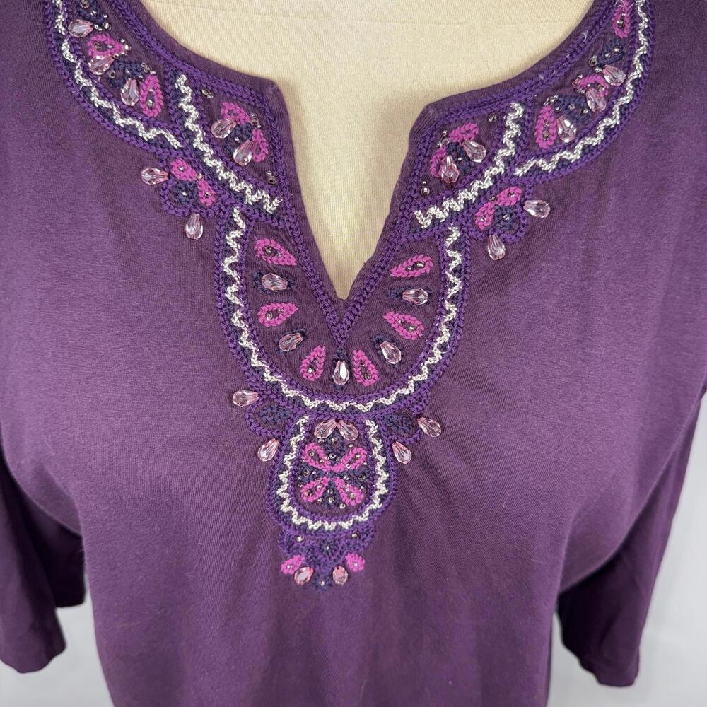 Studio Works Purple Embellished Cotton Top 1X